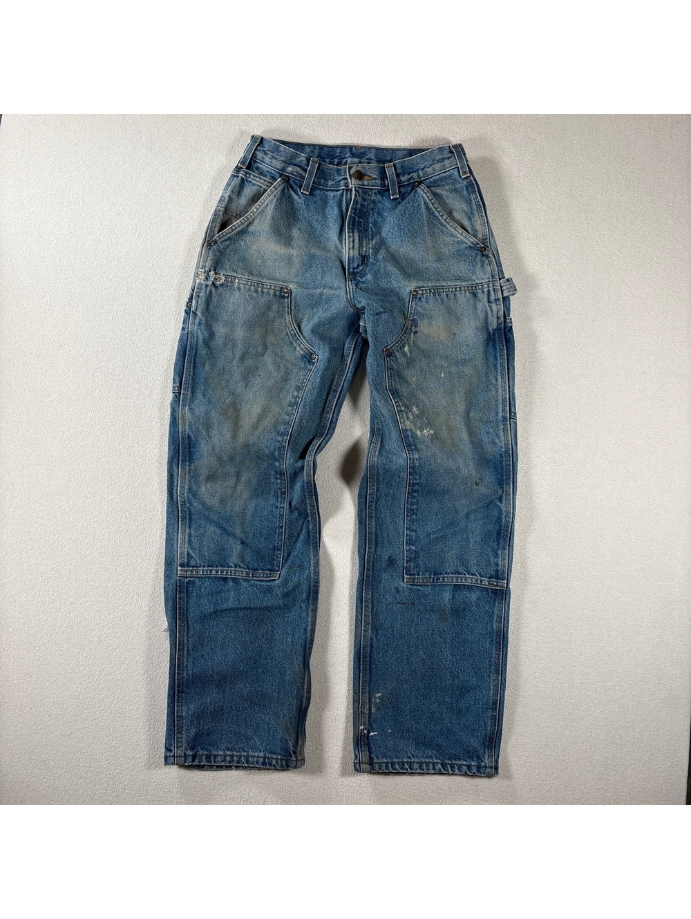 Vintage faded Carhartt blue distressed double knee jeans